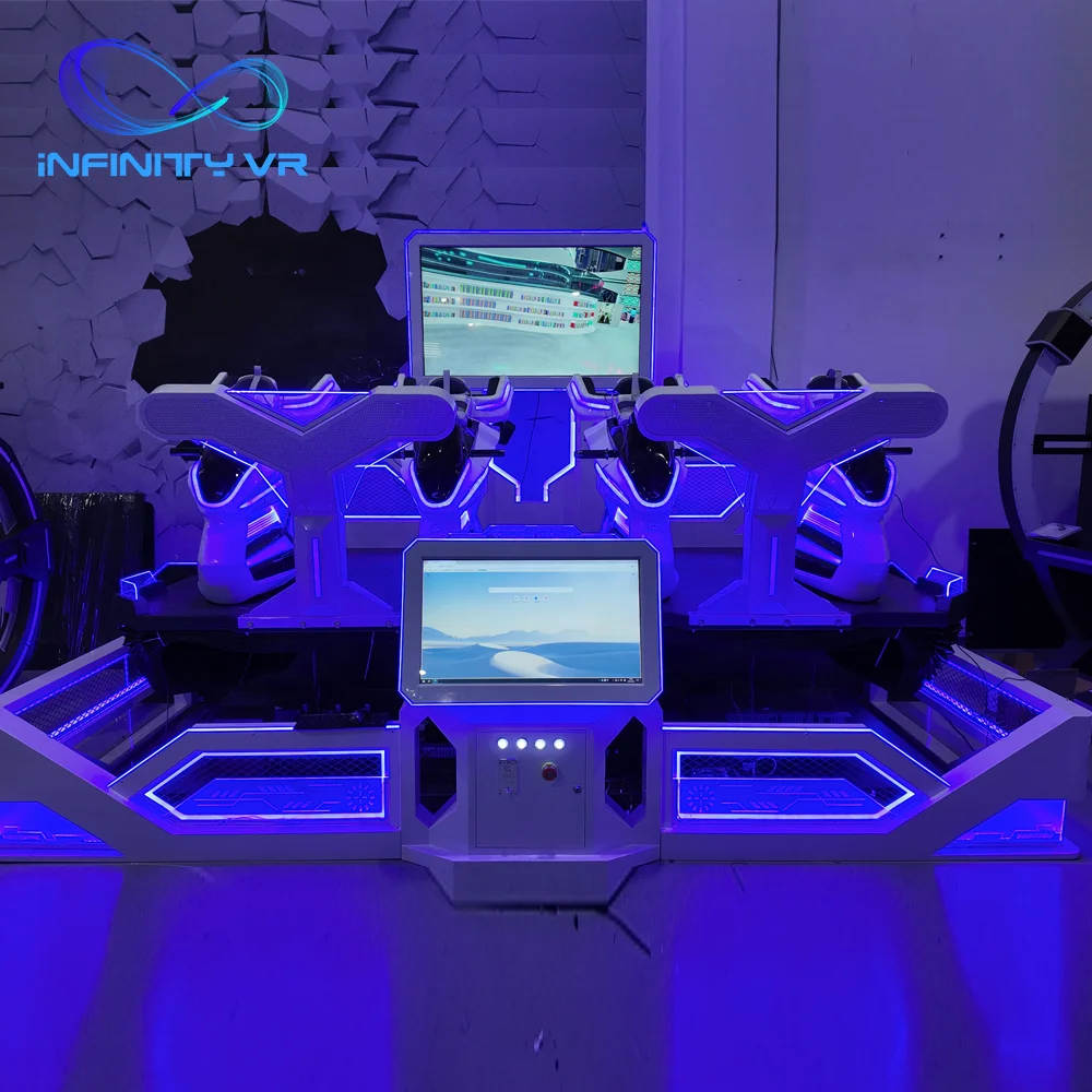 Exciting Vr/Ar/Mr Equipment Vr Arcade Machine 4 Seaters Interactive Virtual Reality Thunder Knight Race Driving Game Simulator