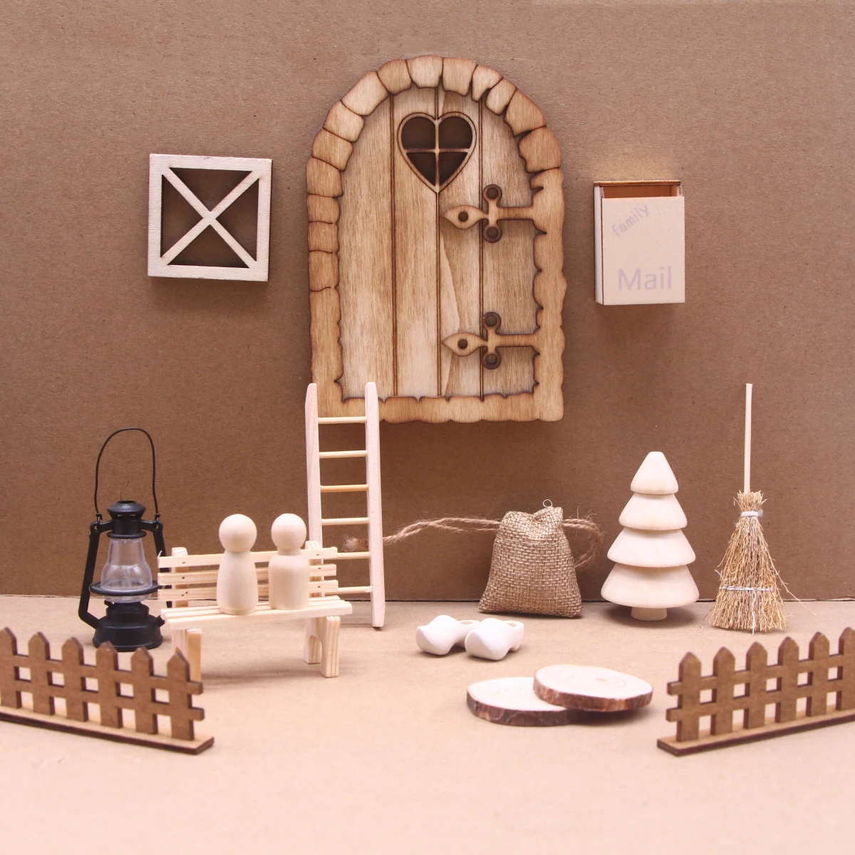 

17Pcs/Set Miniature DollHouse Fire Roast Color Christmas Fairy Door Courtyard Mini Scene Prop Matching Model Kids DIY Toy Decor