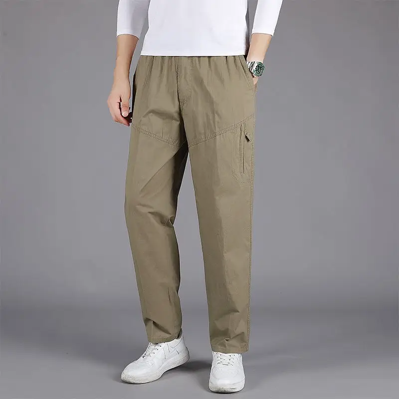 

Autumn and Winter Pure Cotton Washing Loose Work Pants for Men's Casual Straight Multi-pocket Sports Pants