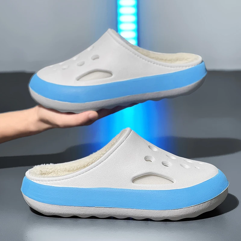 

2025 winter new Baotou warm cotton slippers hole shoes garden shoes outdoor pedaling indoor cotton slippers