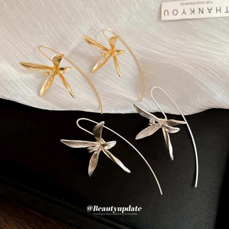 جديد خمر المعادن القزحية زهرة أقراط للنساء موضة الأذن اكسسوارات مكتب مجوهرات الحفلات #2