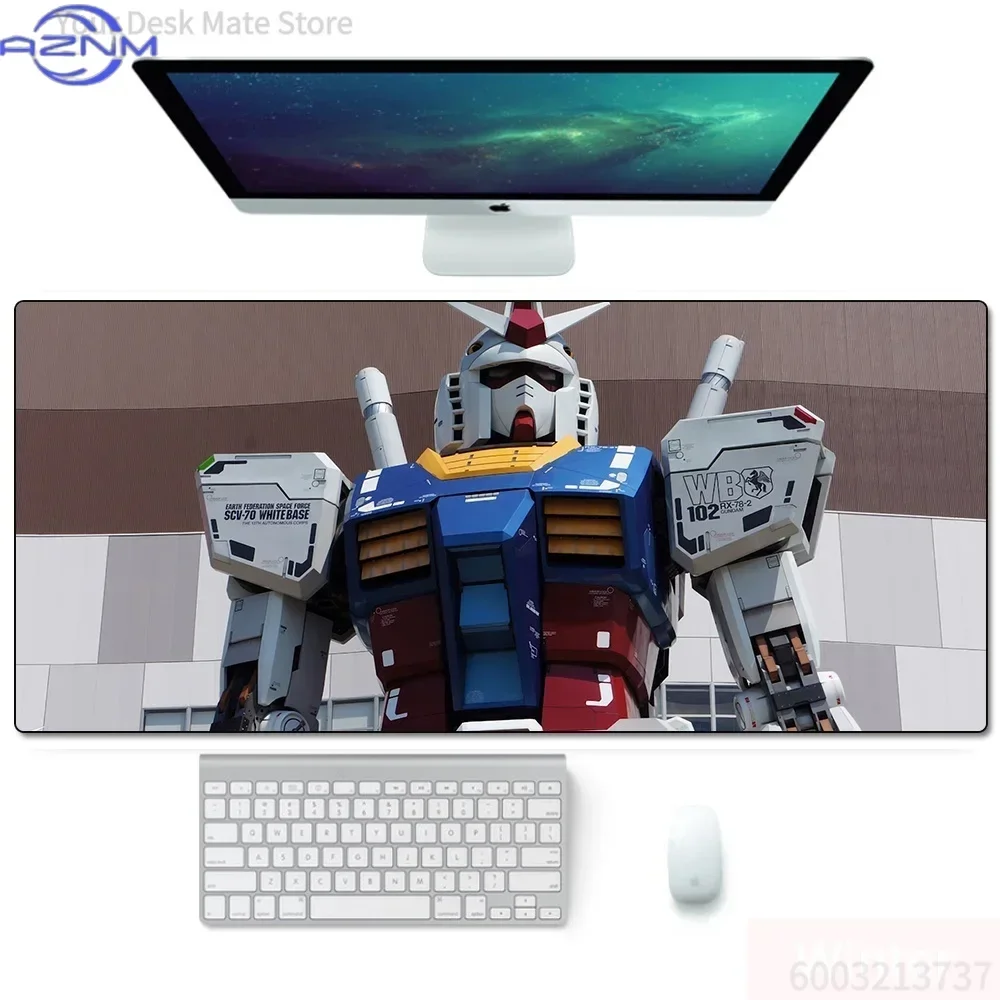 Anime RX-78 Mecha Robot Bright Blue Background Print Mouse Pad, Rubber Non-Slip Base, Smooth Surface for Gaming and Office Deskt