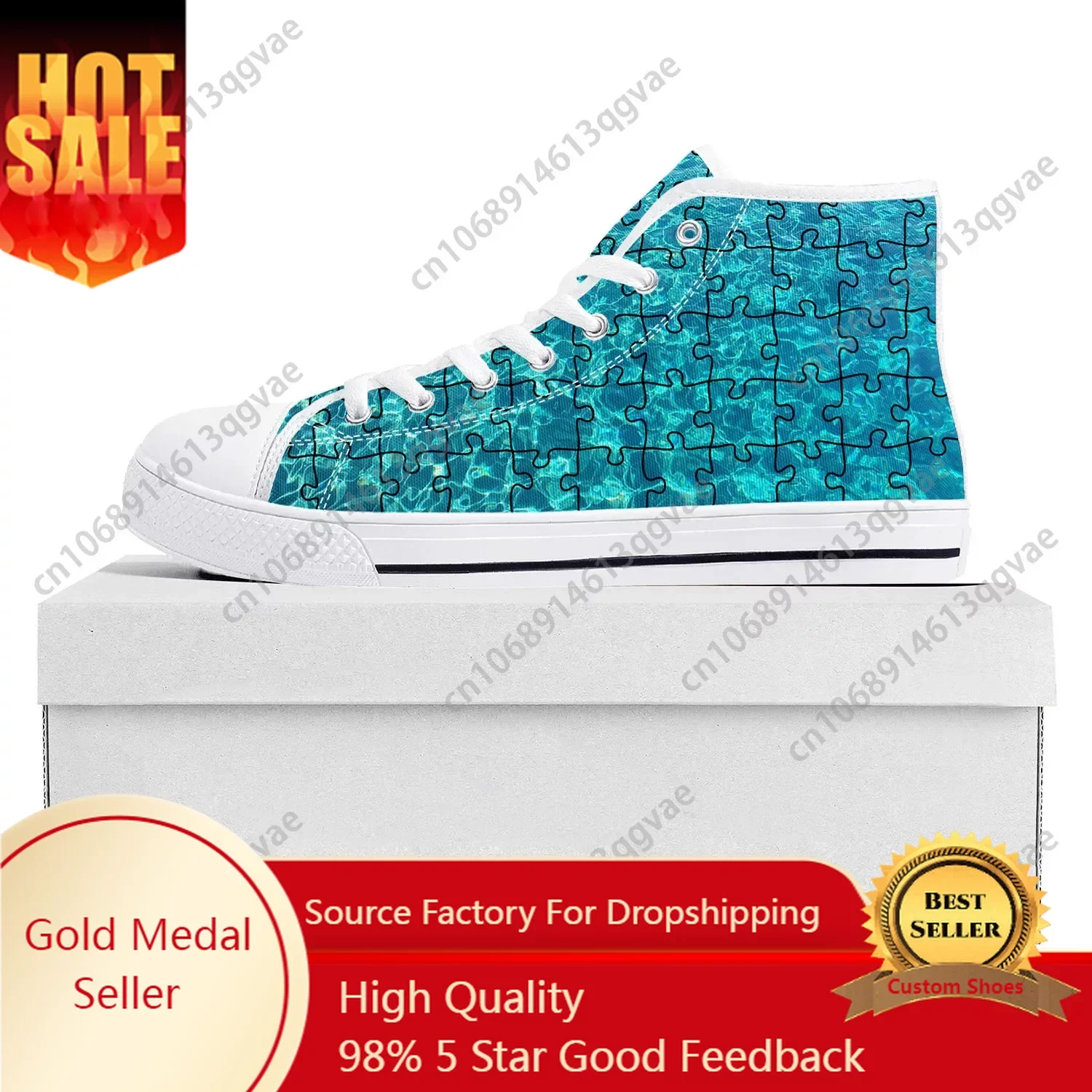 

Puzzle Printing Pop High Top High Quality Sneakers Mens Womens Teenager Canvas Sneaker Casual Couple Shoes Custom Shoe White