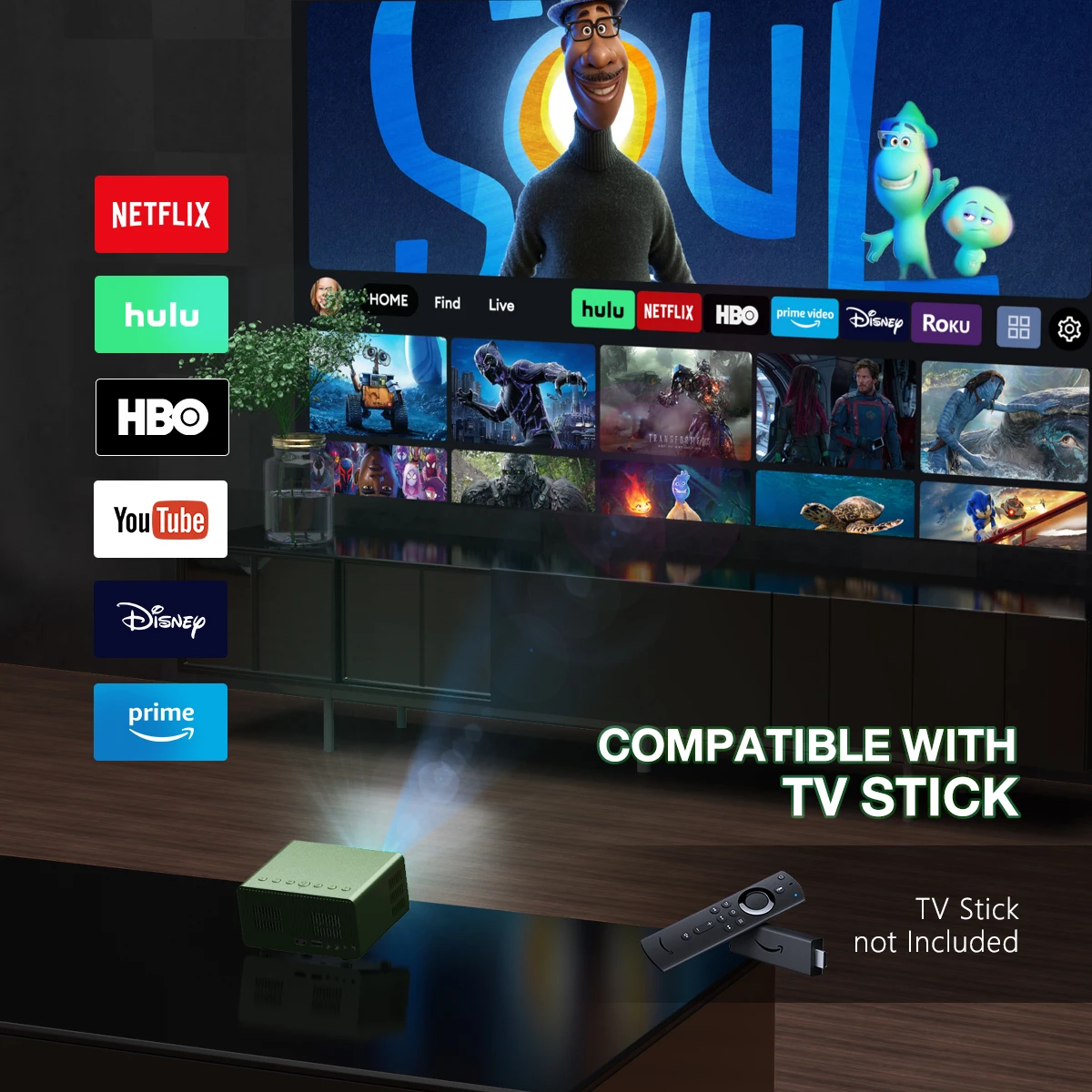 XIDU S2 Mini Projector Support 1080P Full HD 720P LED Projector for Android IPhone IPad UStick TV Beamer 4k Projector Smart Home