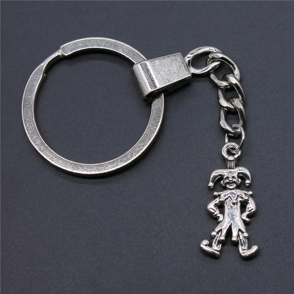 Souvenirs Gift Men Keychain 2 Colors 24x12mm Clown Funny People Harlequin Pendant Keyring DIY Metal Holder Chain