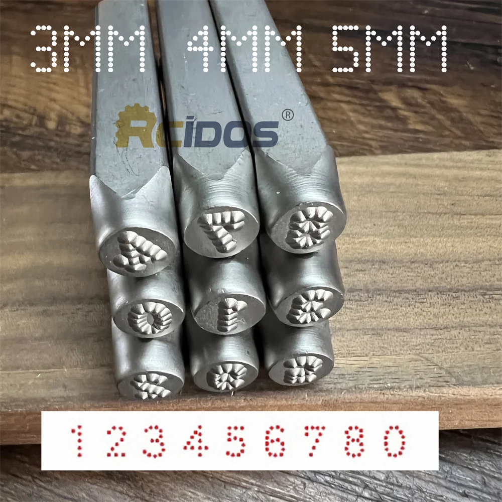 Numbers 3/4/5mm Dotted/lattice Motorbike,RCIDOS car chassis number dot stamp 0-8,9pcs/box