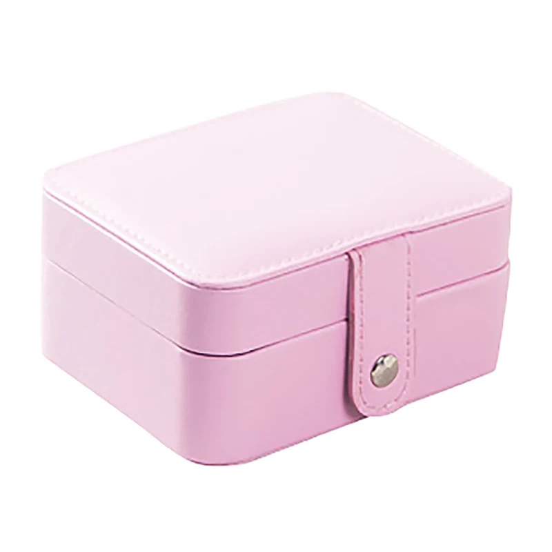 AB72-Travel Jewelry Box Packaging Display Organizer Holder PU Leather Zipper Jewellery Case Wedding Gift Boxes for Women Pink