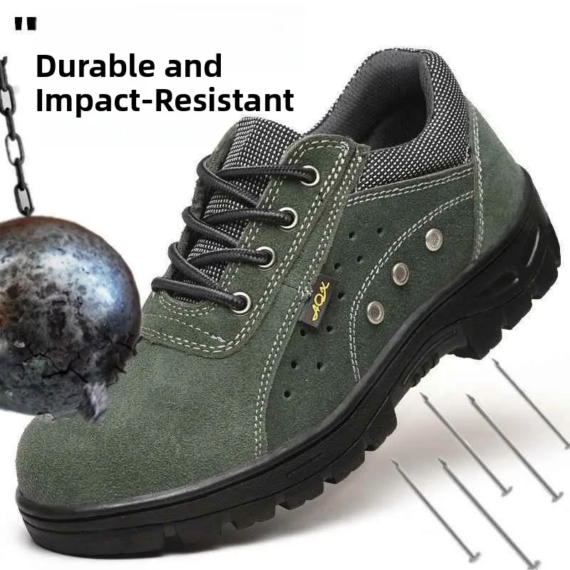 

Genuine Leather Safety Shoes Men's Summer Breathable Steel Toe Anti Crush And Piercing Wear Resistant Welding Shoes for Const...