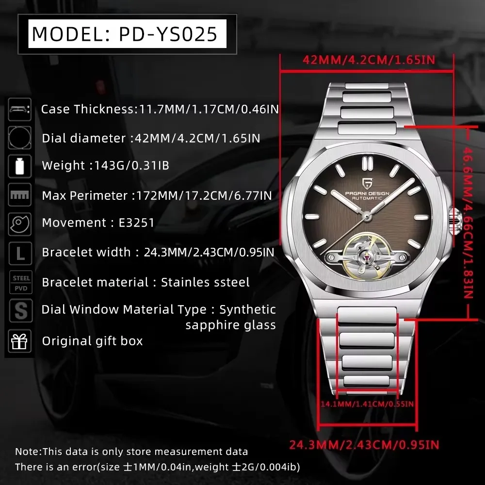 PAGANI DESIGN Men's Watches New Mechanical Watch Automatic Watches For Man Luxury Stainless Steel AR Sapphire Mirror Clocks Gift