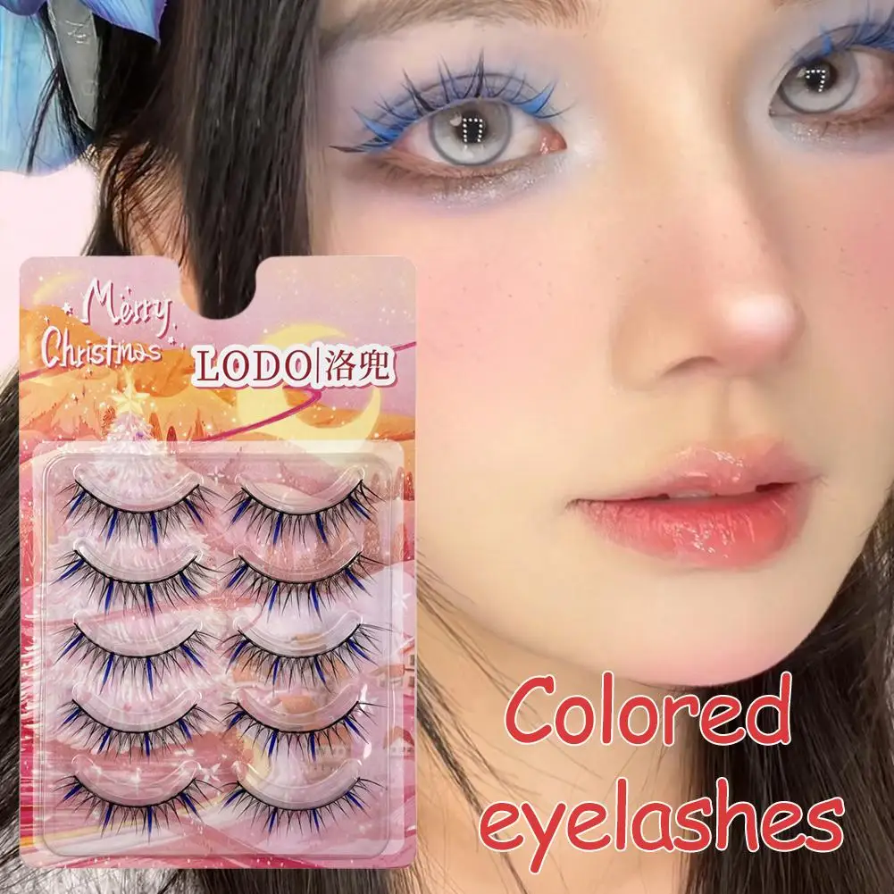 Estilo coreano cílios coloridos aparência natural tira completa hastes auto-adesivo festival maquiagem música extensão de cílios preto cl c1h4