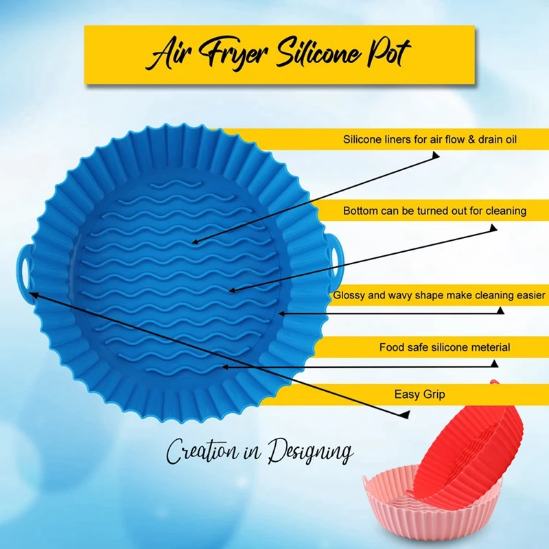 Silicone Air Fryer Liners, Air Fryer Silicone Basket, Parchment Paper, Air Fryer Tray Air Fryer Accessories