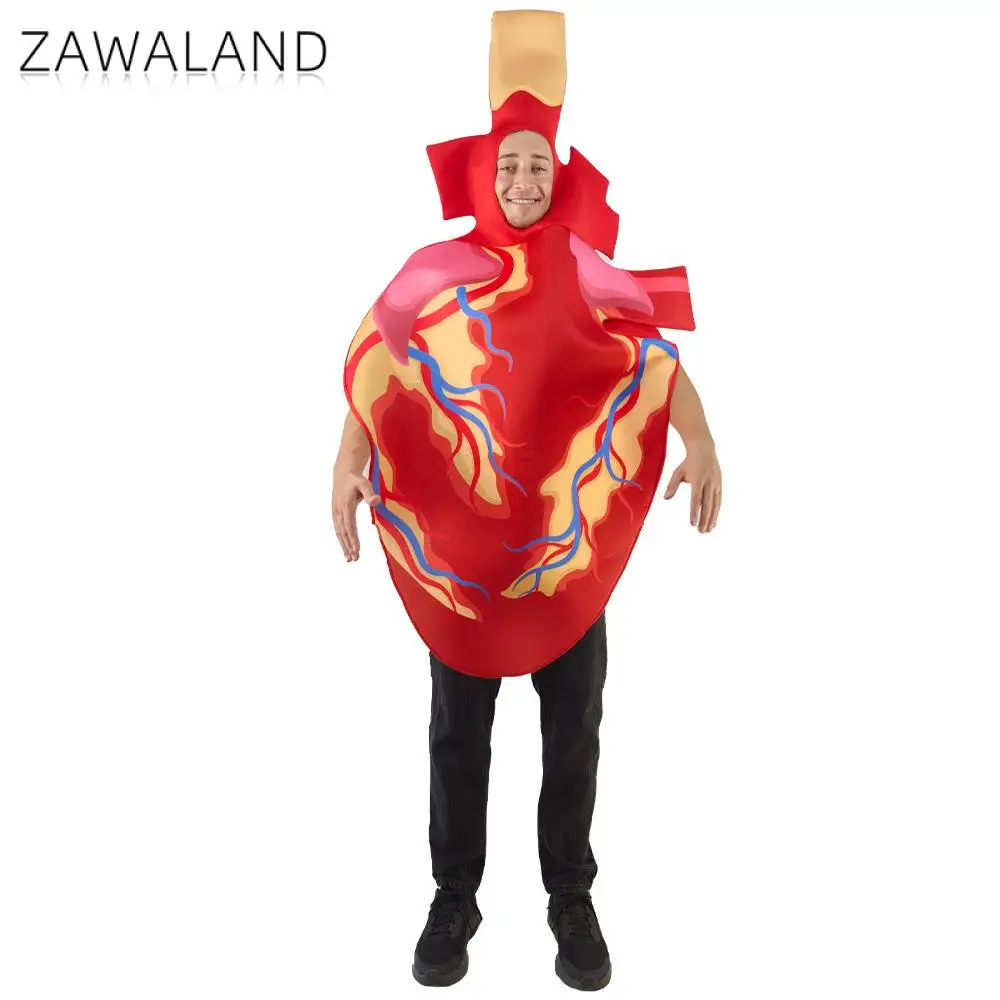 

Zawaland Хэллоуин анатомический костюм сердца для взрослых забавный вечерние костюм для косплея сосудистый принт орган маскировочная одежда костюм для выступлений