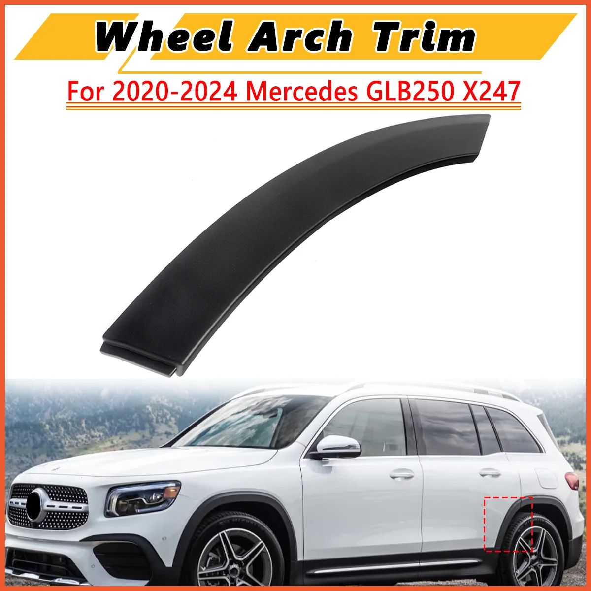 Per Mercedes GLB250 X247 serie GLB 2020 2021 2022 2023 2024 Copertura passaruota parafango posteriore sinistro, modanatura rifinita, nero testurizzato