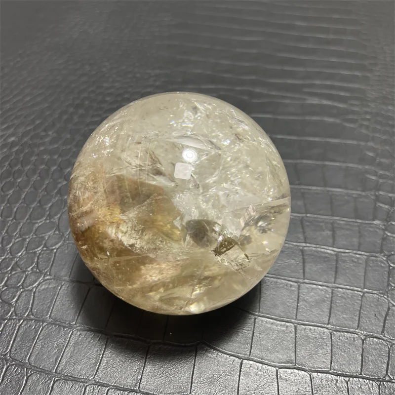 87mm Rainbow Natural Clear Quartz Green Ghost Brown Crystal Spheres Smoky Quartz Ball with Base