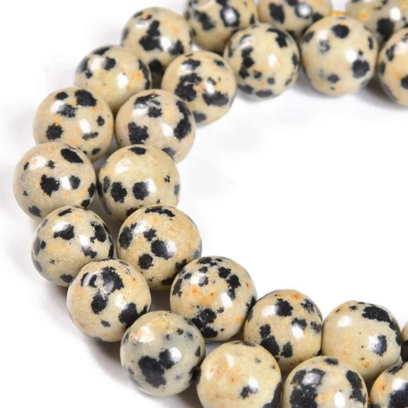 Dalmatian Jasper Loose Beads Natural Gemstone Smooth Round for Jewelry Making