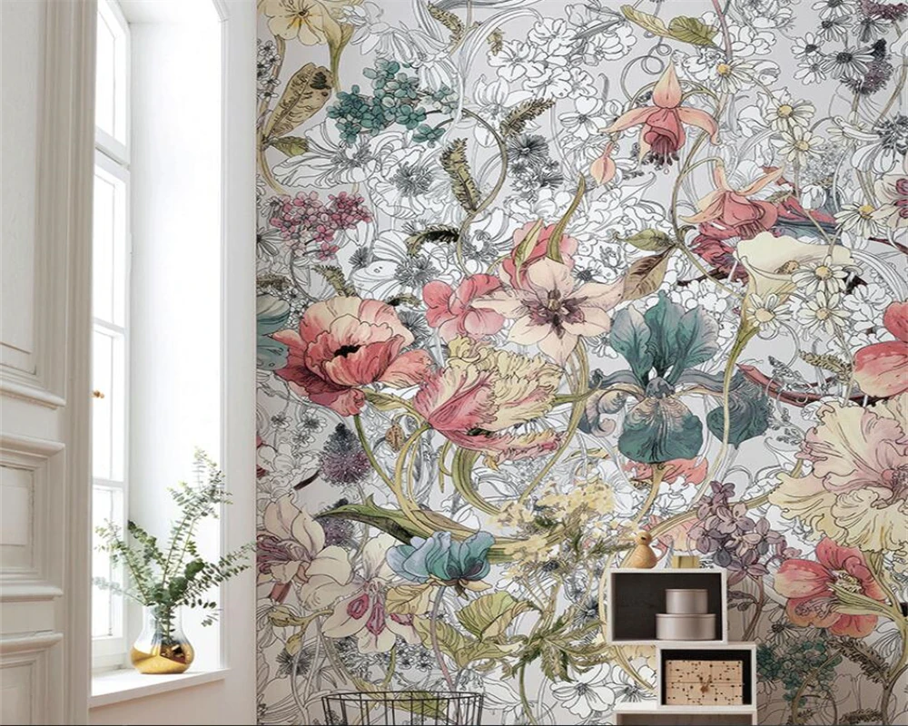 beibehang Customized modern  rose garden wallpaper bedroom living room sofa background hotel wallpaper