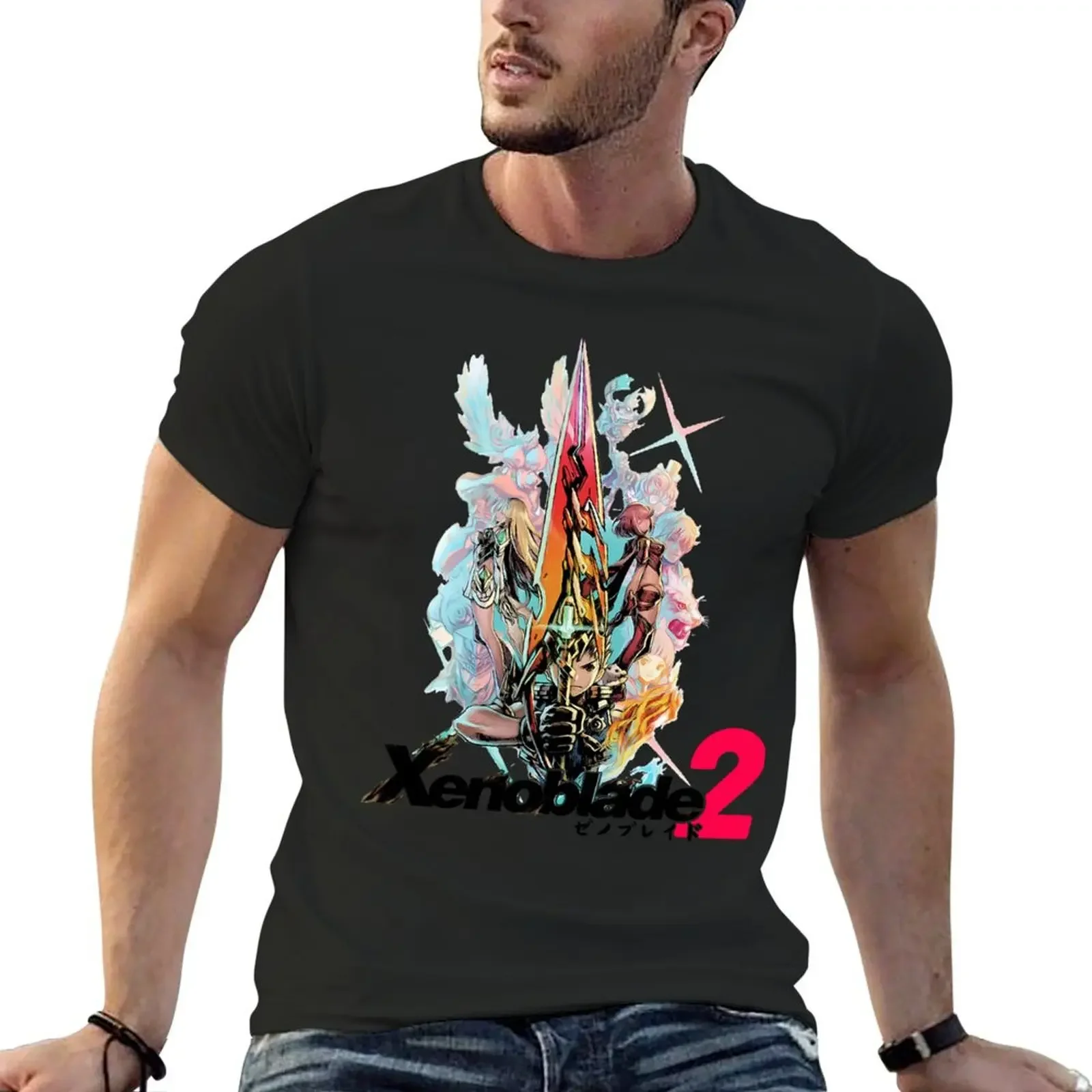 Xenoblade 2 T-shirt oversized for a boy cute tops customizeds workout shirts for men