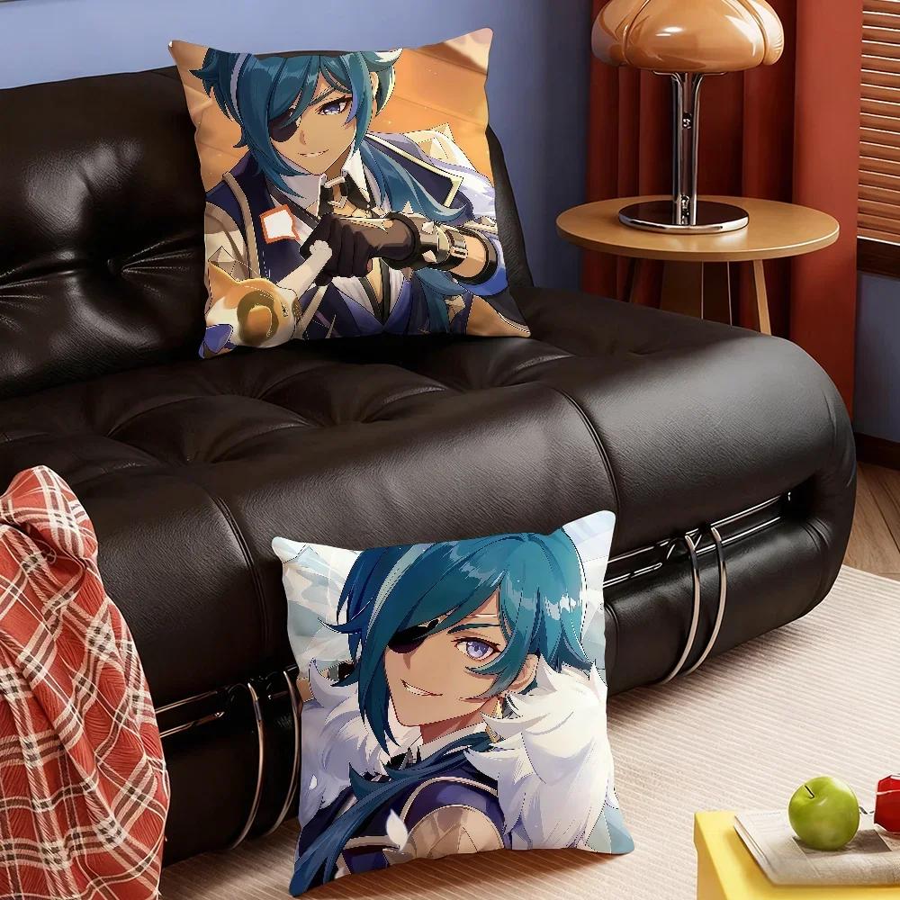Kaeya Alberich Game Genshin Impact cushion cover Soft Smooth Pillow Case Hidden Zipper Washable Decorative Couch Office Gift