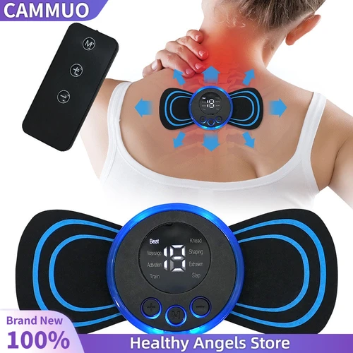 Masajeador de cuello Mini masaje eléctrico de cuello EMS parche de masaje de vértebra Cervical de espalda 8 modos alivia la fatiga muscular relajante herramientas