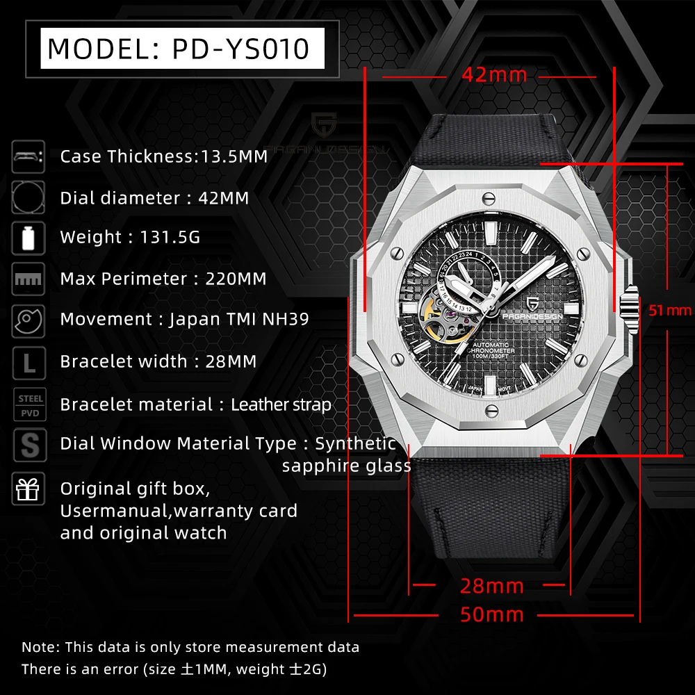 2023 New PAGANI DESIGN Mens Mechanical Watches Automatic Watch For Men Top Luxury NH39A Waterproof Sapphire Mirror Sport Leather