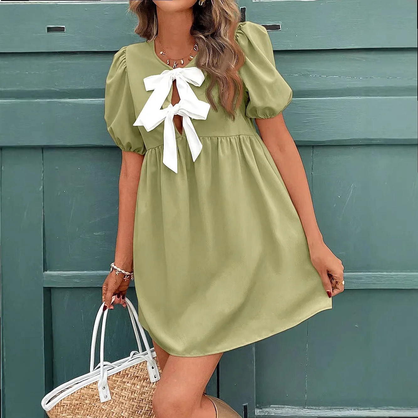 Women's Dress One Shoulder Solid Color Smocked Waist A-Line Skirt Fashion Elegant Dresses