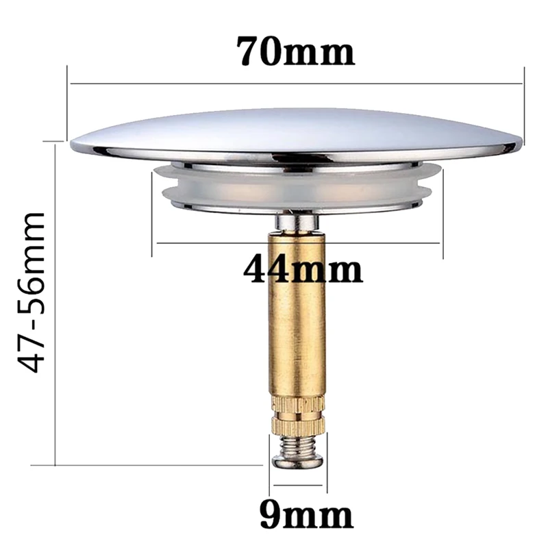 Tapón de baño con ajuste Universal, tapón de bañera a prueba de óxido con doble sello, tapón de baño para cualquier bañera estándar en cromo
