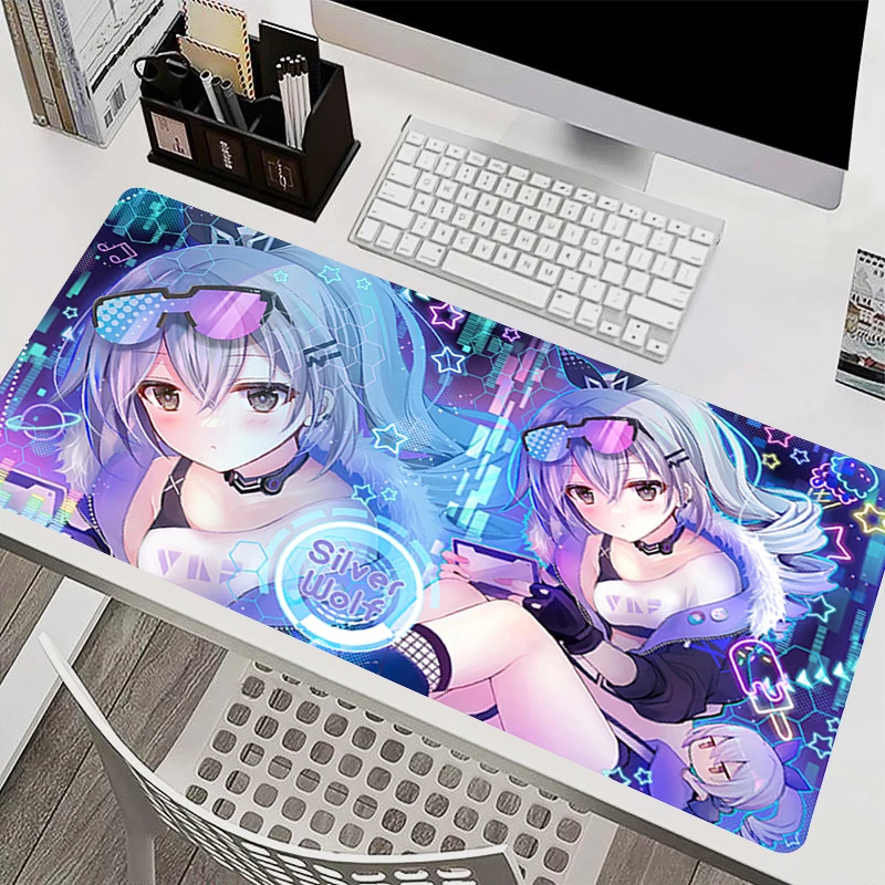 Popular Mouse Pad H-honkai Star Rail Silver Wolf Cyberpunk Anime Desk Mat Smooth Gamer keyboard pad Colorful Computer Mousepad