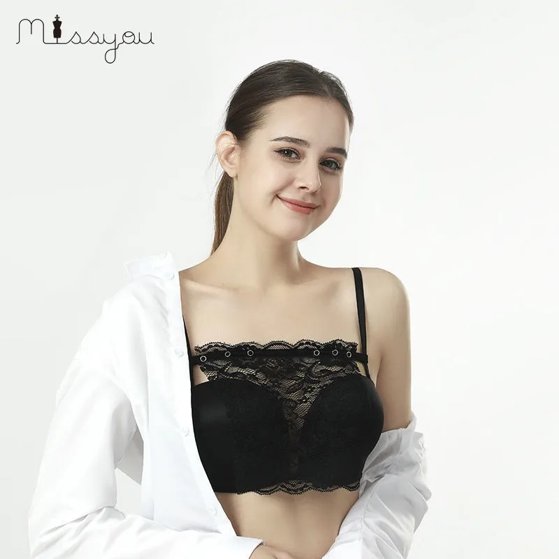 Lace Invisible Bra Privacy Cleavage Cover Underwear Anti Peep Brassiere Seamless Wrap Chest Strapless Lingerie