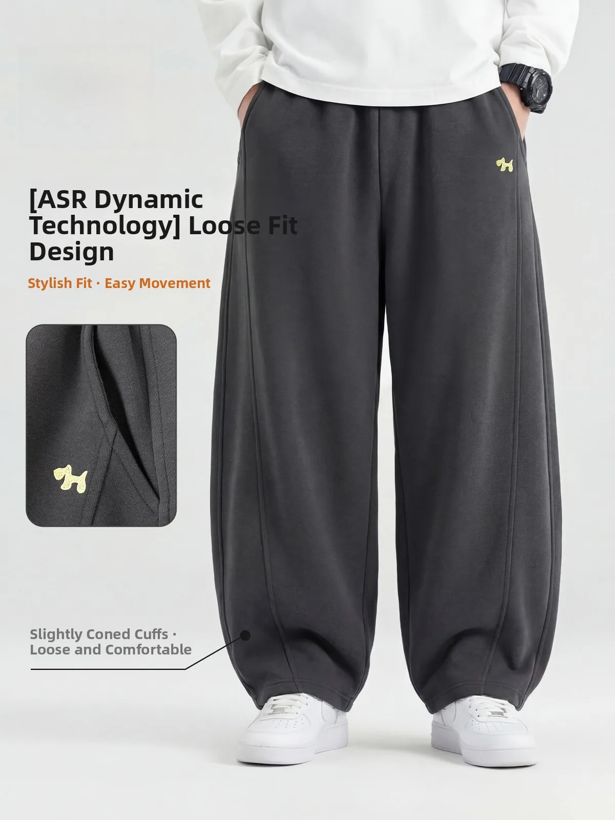 Loose Boys' Knife-Shape Sports Pants Children's Long Trousers Autumn Sweatpants Big Kids' Loose Cotton Blend Casual Pants