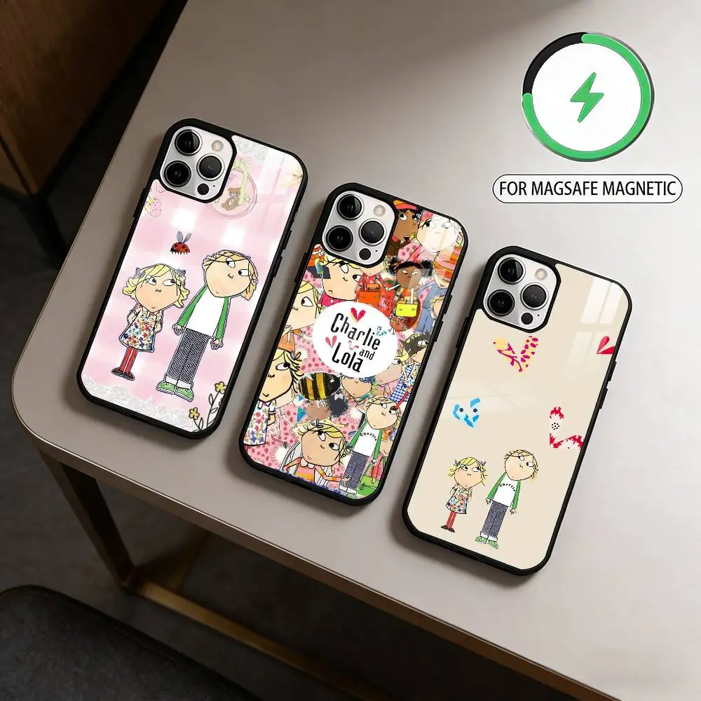 C-Charlie and L-Lola Cute  Phone Case For iPhone17,16,15,14,13,12,11 Plus,Pro Max Magnetic For Magsafe Wireless Charging