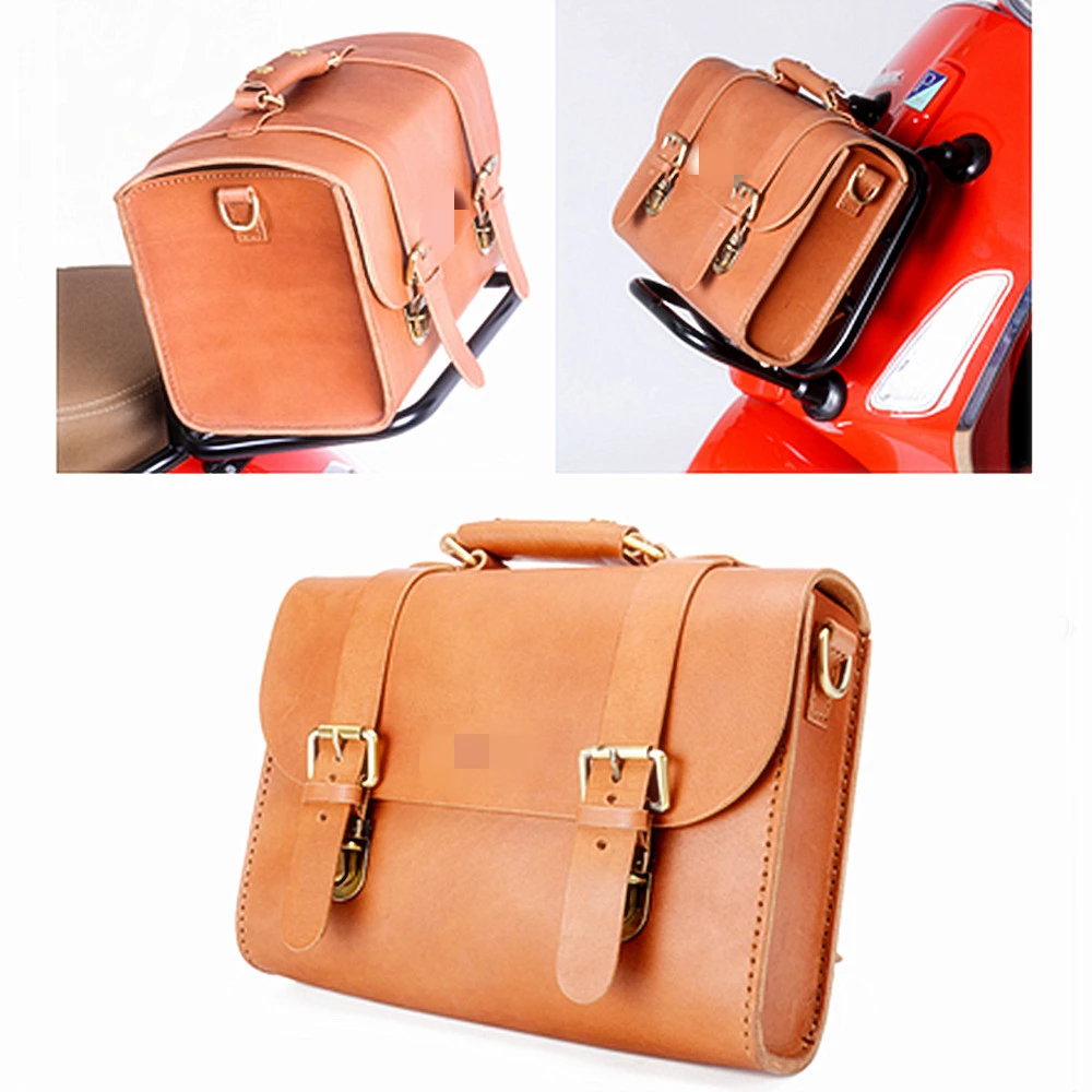 Classic Carry Leather bag Genuine Leather Cowhide Fits Nicely On Front Racks Rear Top Box Luggage Storage Bag