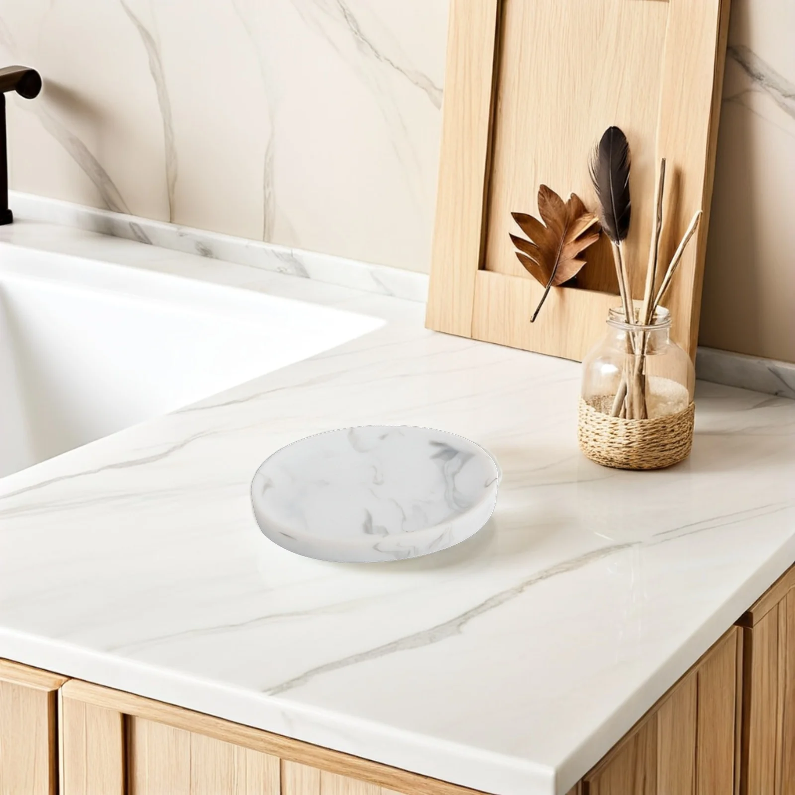 

Marble Pattern Dish Resin Bar Holder For Bathroom Kitchen Sink Decorative Wear-Resistant Soap Tray Oval Household Soap Box