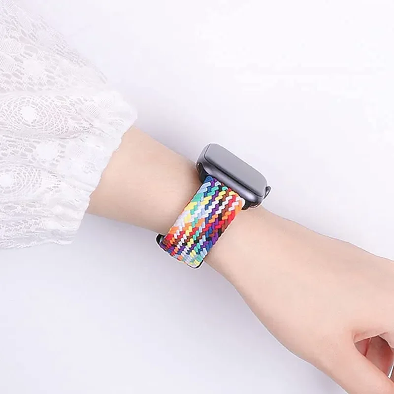 Correa elástica de nailon para Apple watch, pulsera trenzada Solo Loop para iWatch series 9, 8, 7, se, Ultra 2, 44mm, 40mm, 49mm, 45mm, 41mm, 38mm