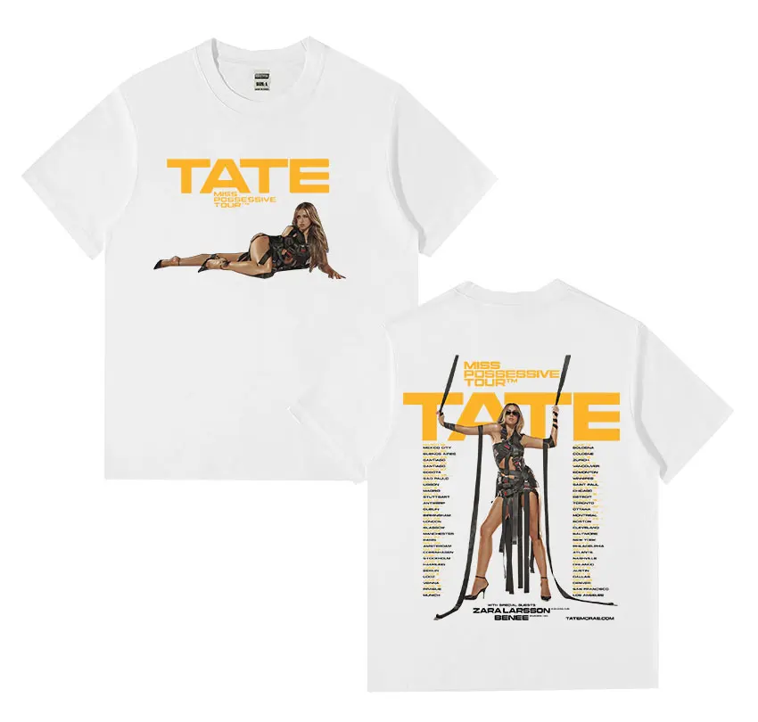 Tate McRae Miss Possessive World Tour 2025 T Shirts Men Women Retro Cotton Short Sleeve T-Shirt O-Neck Harajuku Tees Streetwear