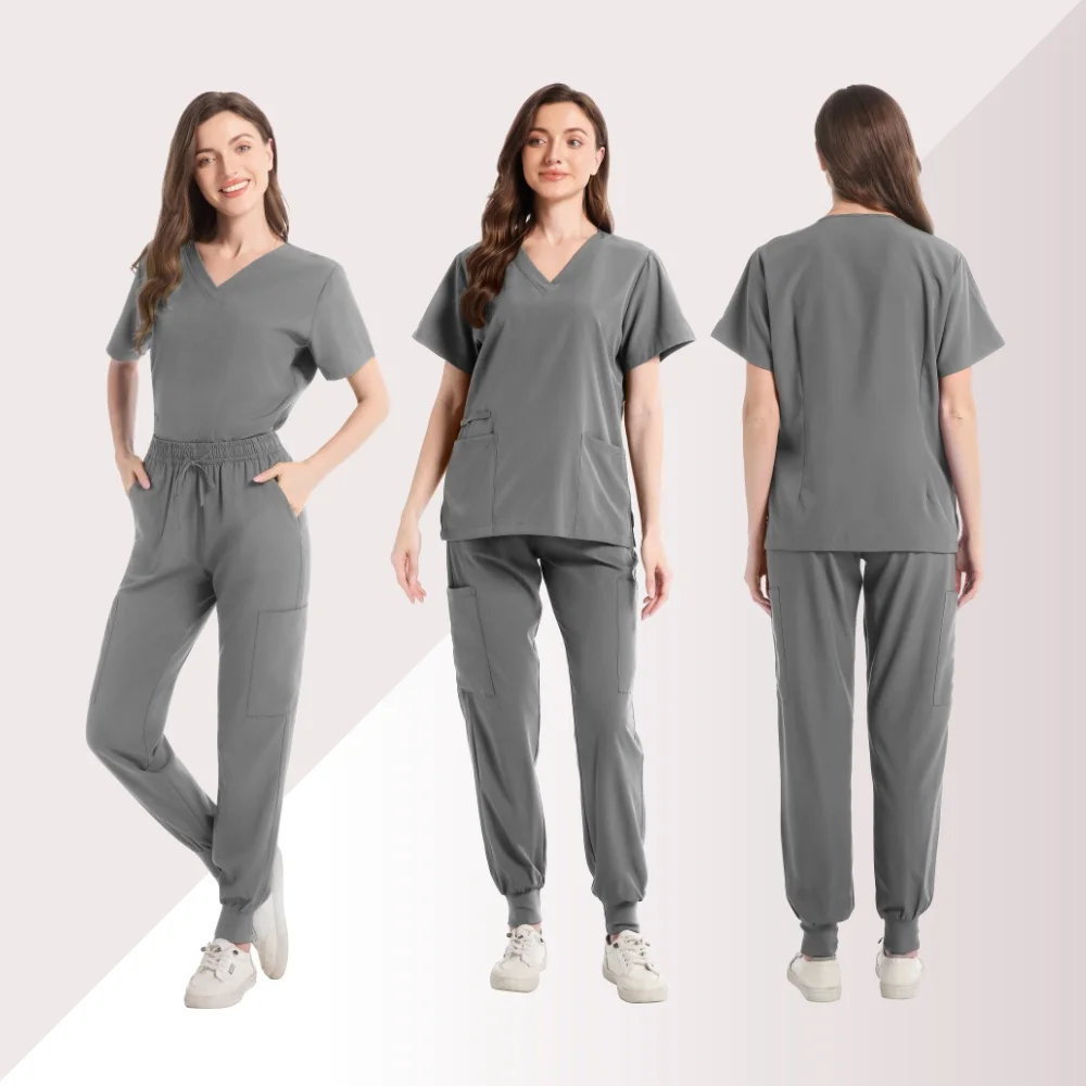 Uniformi da infermiera per donna Top a maniche corte con scollo a V Pantaloni Set di scrub medico chirurgico ospedaliero Uniformi da lavoro per cliniche estive casual