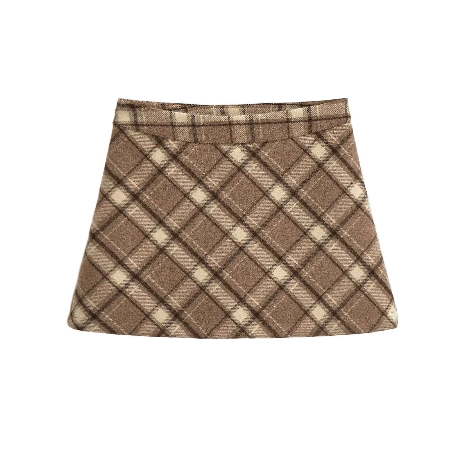 

Клетчатая юбка с высокой талией в стиле ретро, американская шерстяная юбка с запахом для молодых девушек, уличная мода, весенняя юбка...