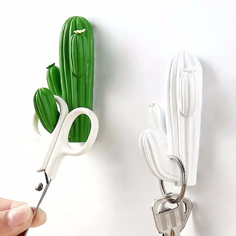 Creative Resin Cactus Wall Hook, Key Hanger, Self-adhesive Plants Hooks, Three-Dimensional Hanger, Home Decoration Accessories