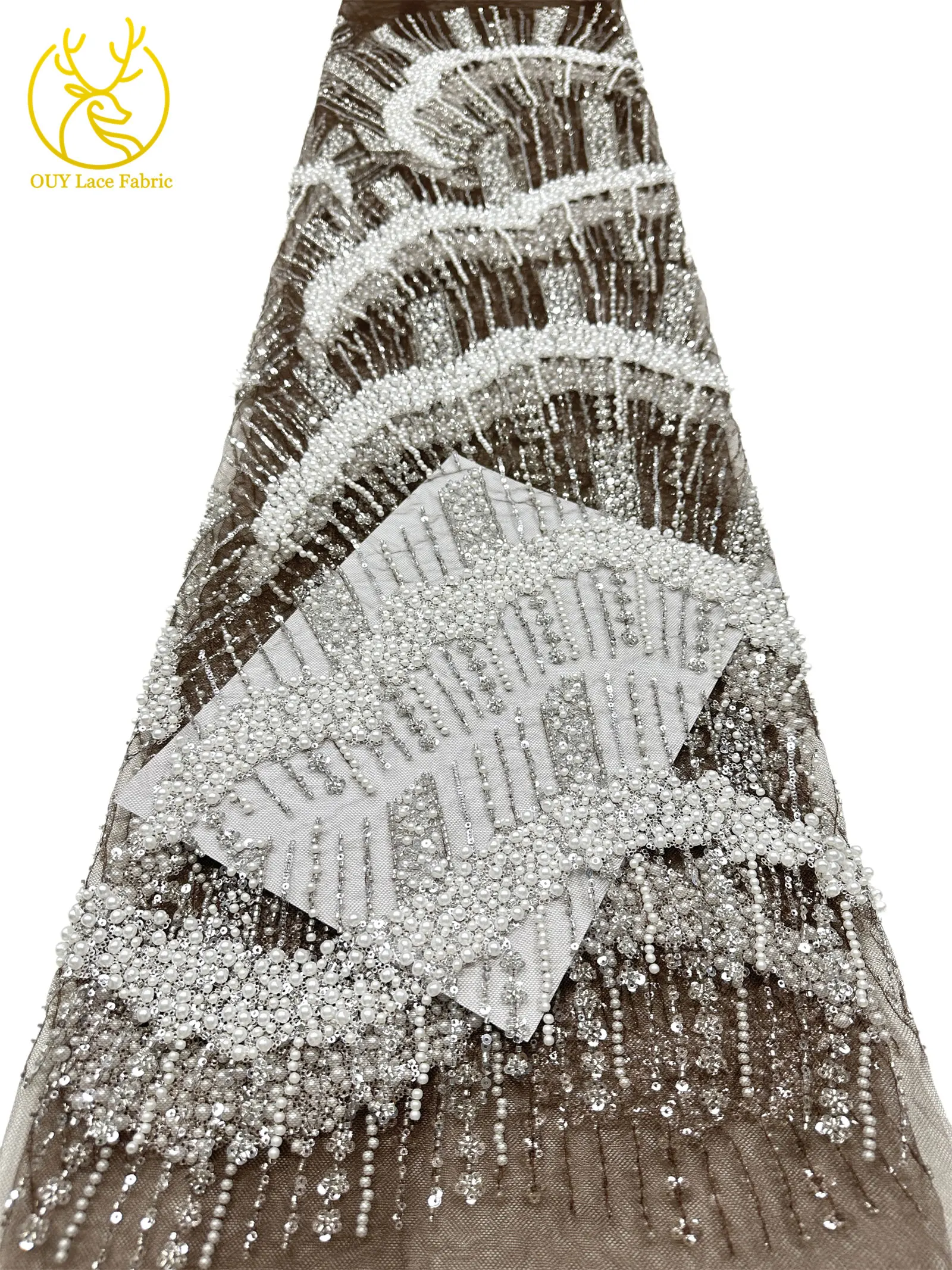 2026 Modische französische Perlen-Tüll-Stickerei-Spitze, afrikanische Perlen-Pailletten-Spitze für nigerianische Abendkleider – Detail 24