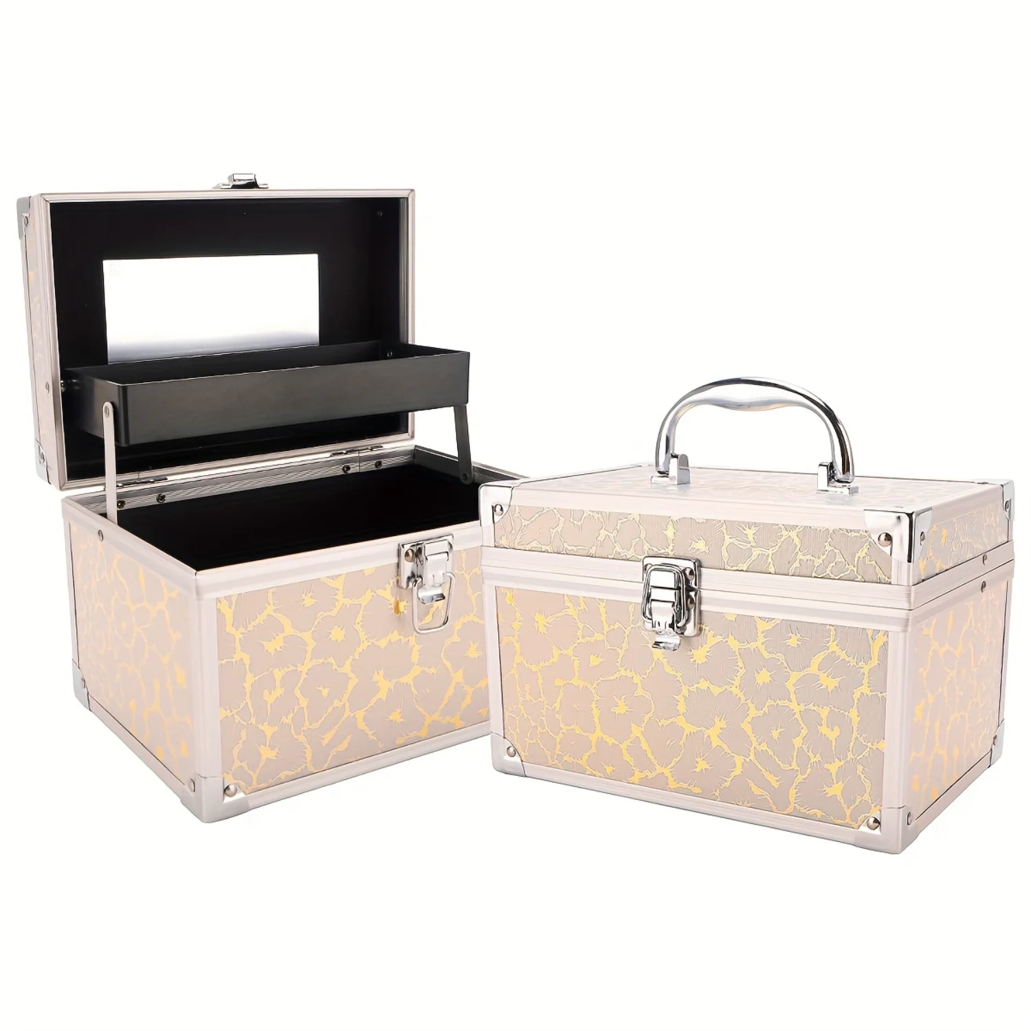 Travel-Friendly Makeup & Jewelry Organizer with Mirror - Spacious Case for Women - Convenient Travel Companion