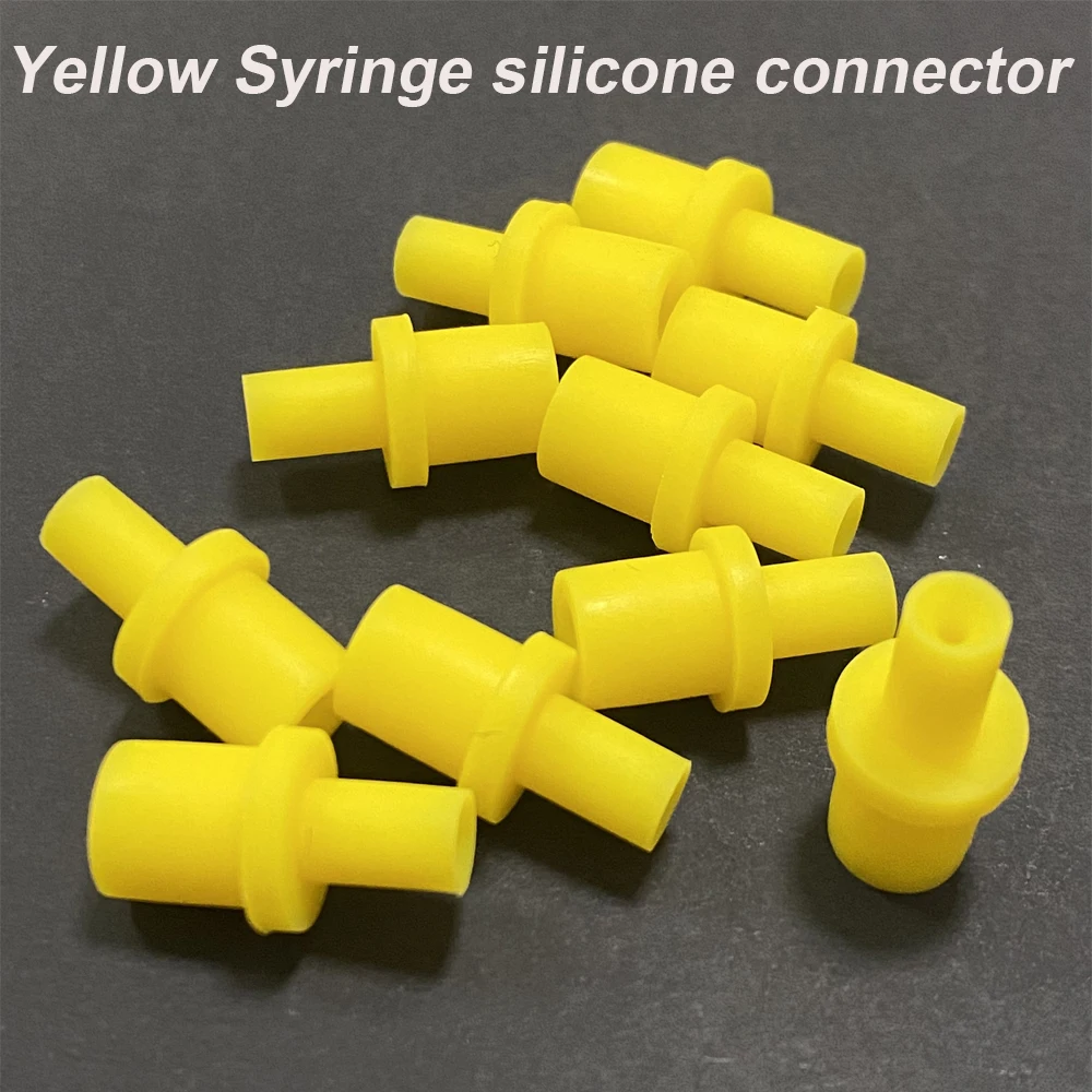 Yellow Syringe silicone soft pumping air hollow joint part rubber connector 4 4.0 4mm ciss inkjet cartridge cleaning tool