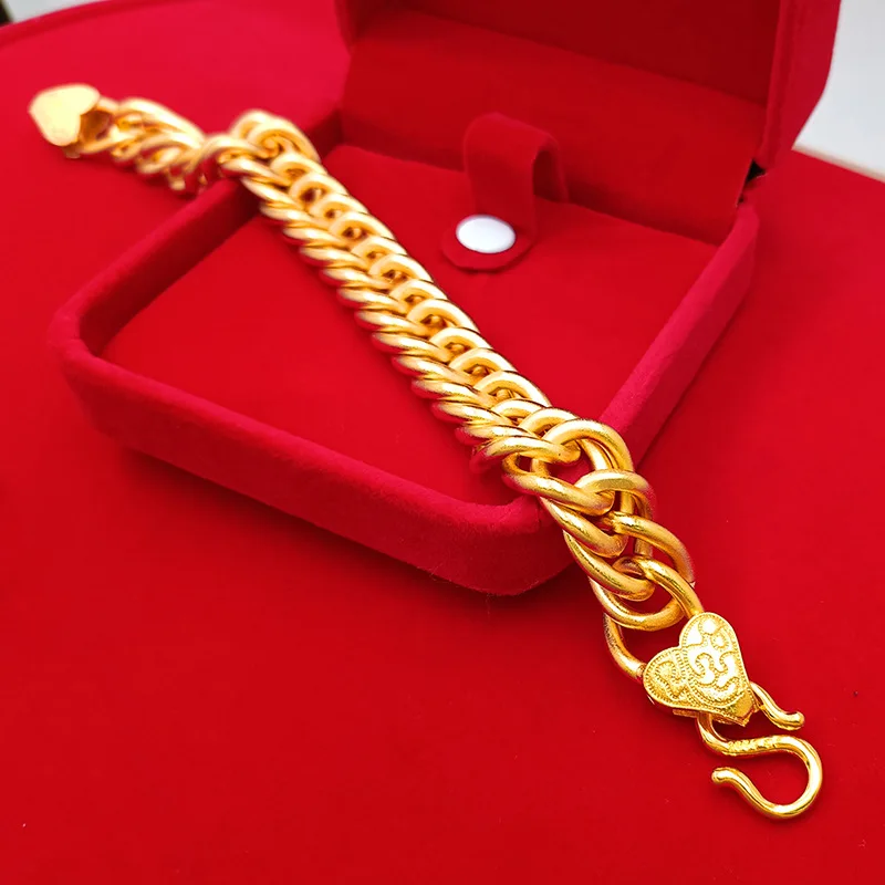 9999 gold pure handcrafted seamless welded boss bracelet Zang nationality twisted rope chain for men 15m