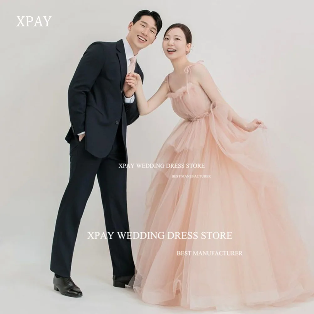 

XPAY Fairy Tulle Pink Korea Evening Dresses Ruffles Wedding Photos Shoot Prom Gowns Custom Corset Birthday Prom Party Dress