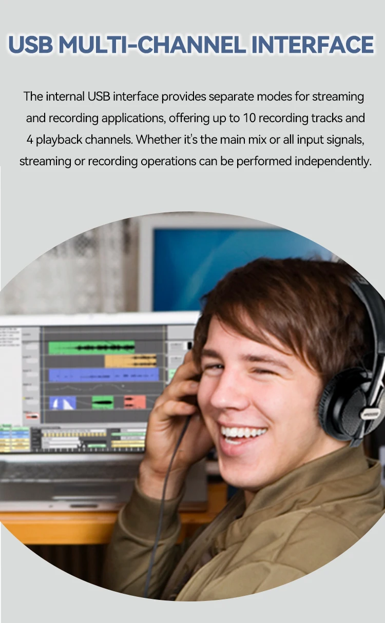 Paulkitson FLOW 8 Tragbarer Digitaler Audio-Mixer Bluetooth APP Fernbedienung Duale FX-Effektgeräte OTG Stereo für Live-Streaming Band DJ Bühne – Detail 6