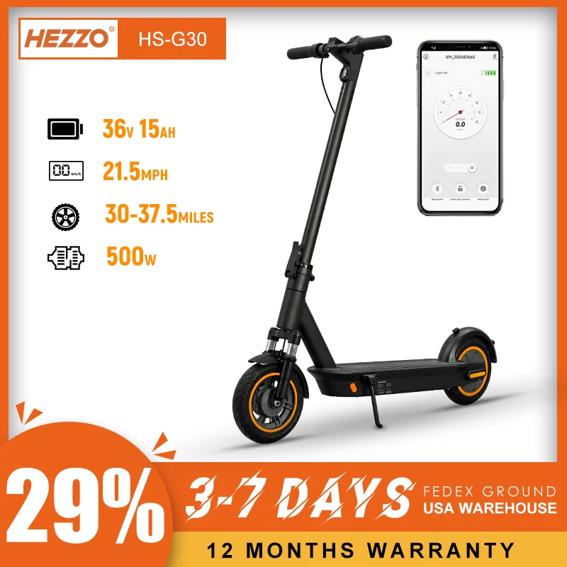 HEZZO G30 Meicang Electric Scooter 36v 15.6Ah 500W 21.8Mph Powerful 10 inch Maximum 37.5MILES Long Distance Lightweight Adult El