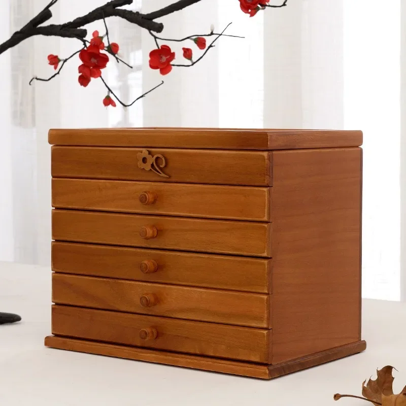 Hollow multi-layer jewelry storage box Chinese retro jewelry collection display  Direct supply Wooden jewelry box storage