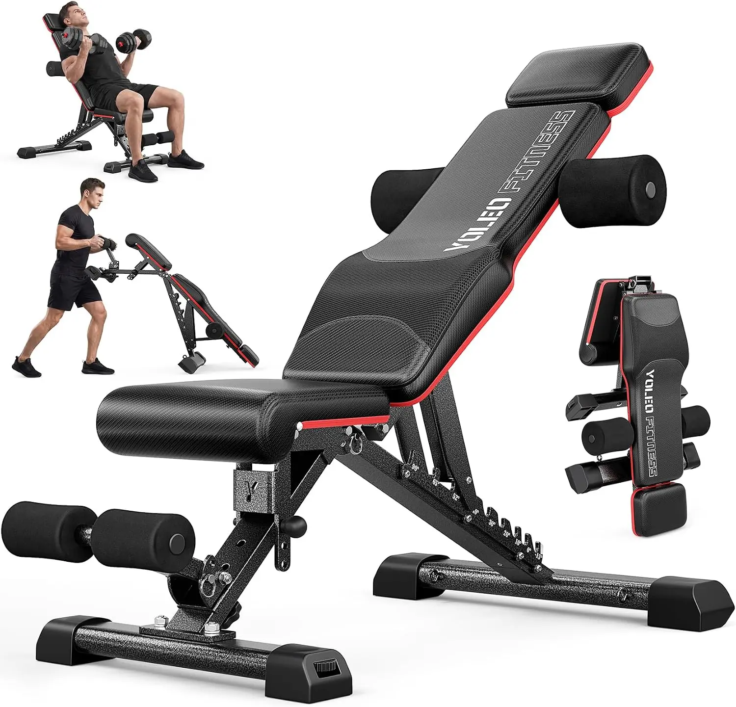 Adjustable Weight Bench Workout Bench Press Stand Foldable Extended Head Elbow Pad Users Up To 7