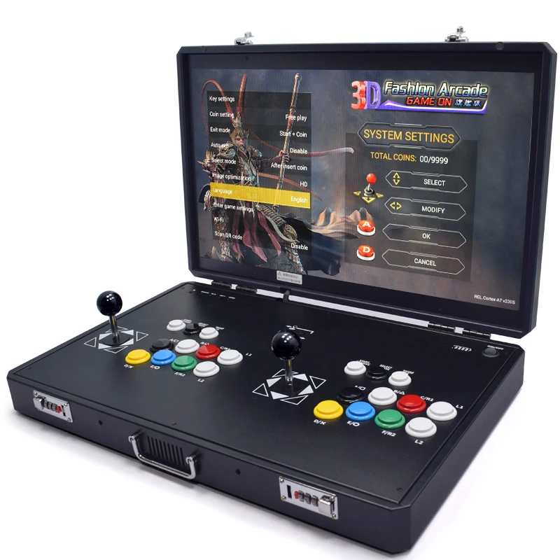 H3 24 Inch LCD Arcade Console, 23000 Games, 2 Players PCB Board, Retro Video, Box Bartop Machine
