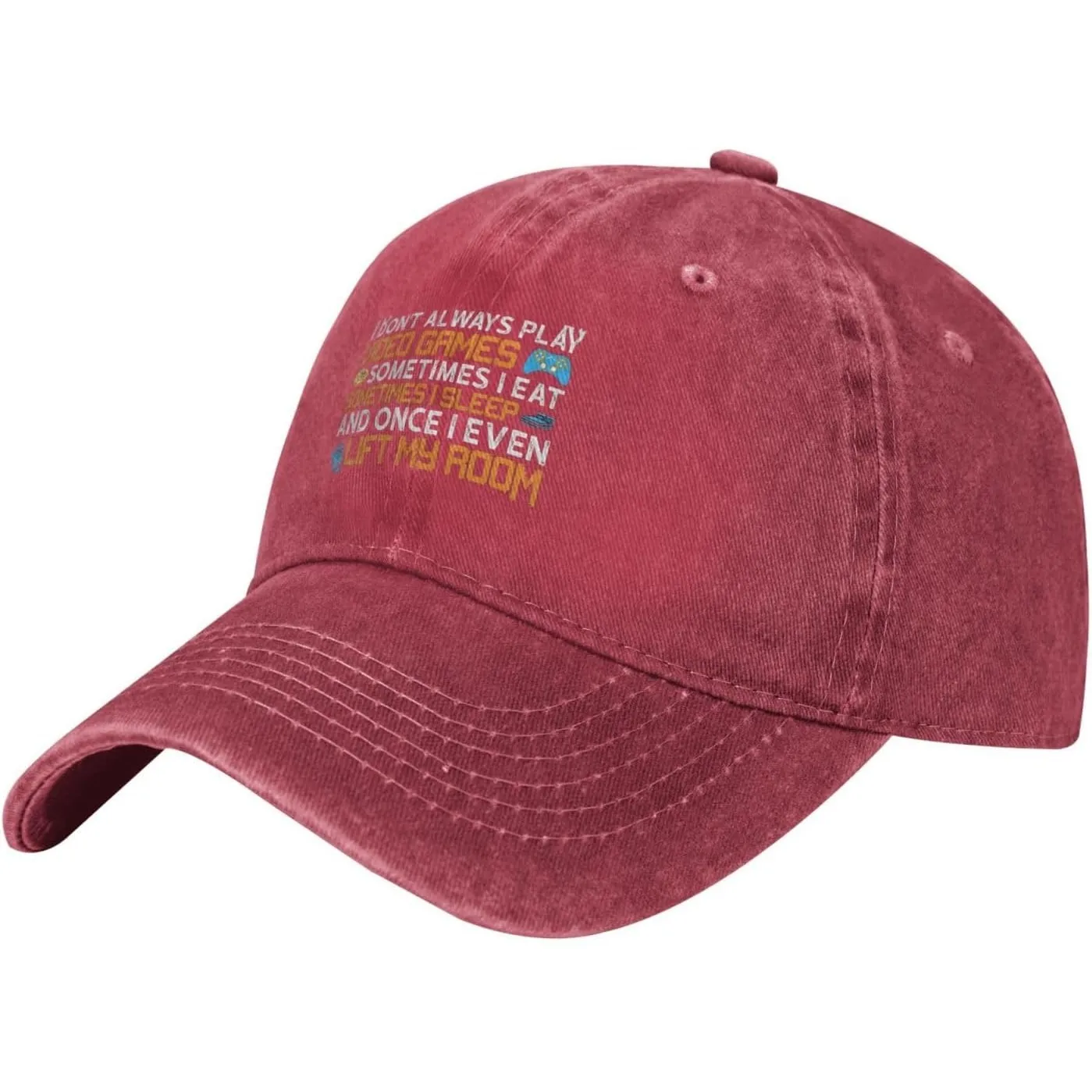 Gamer Quote Washed Baseball Cap Funny Video Game Lover Cotton Adjustable Golf Hat