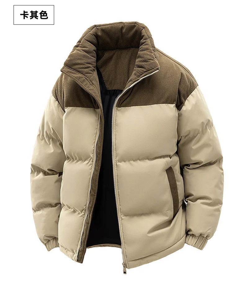Men's Winter Thickened Cotton-Padded Jacket with Fleece Warm Cold-Proof 2025 Trendy Cotton-Padded Coat for Men