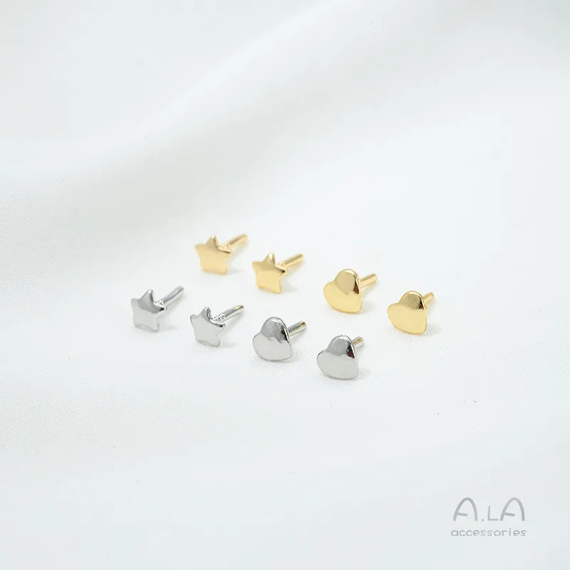 14K Gold Through-hole Pearl Hat Plug Accessories Love Plug Handmade DIY Jewelry Accessories Material T-pin Patch
